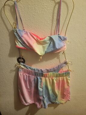 Tie-Dye Pastel Two-Piece With Shorts Swim Set